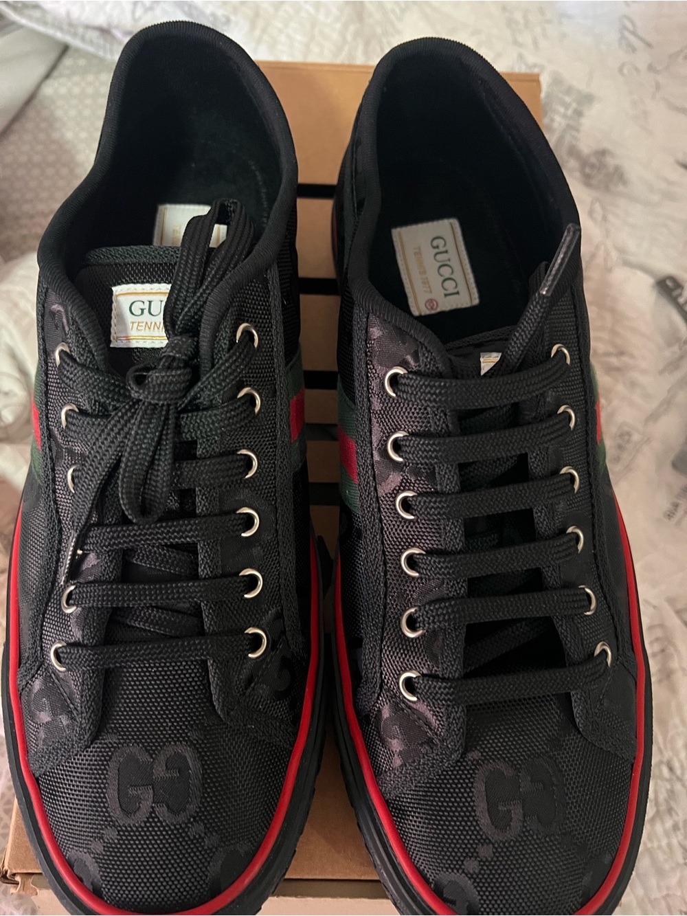 AUTHENTIC GUCCI MENS SNEAKERS OFF THE GRID TENNIS 1977 LOGO
WEB ECONYL SHOES - Picture 5 of 9